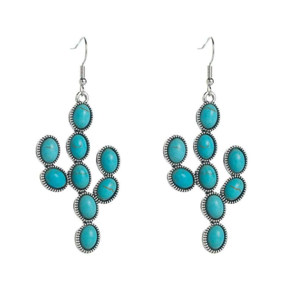 Inlaid Turquoise Cactus Earrings